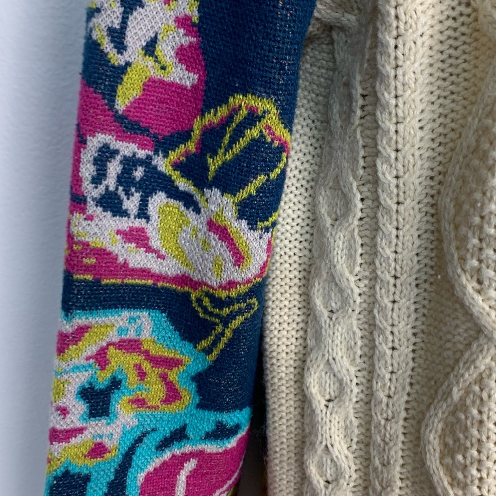 Flying‎ Tomato cable knit floral cardigan sweater sz M - Picture 9 of 11